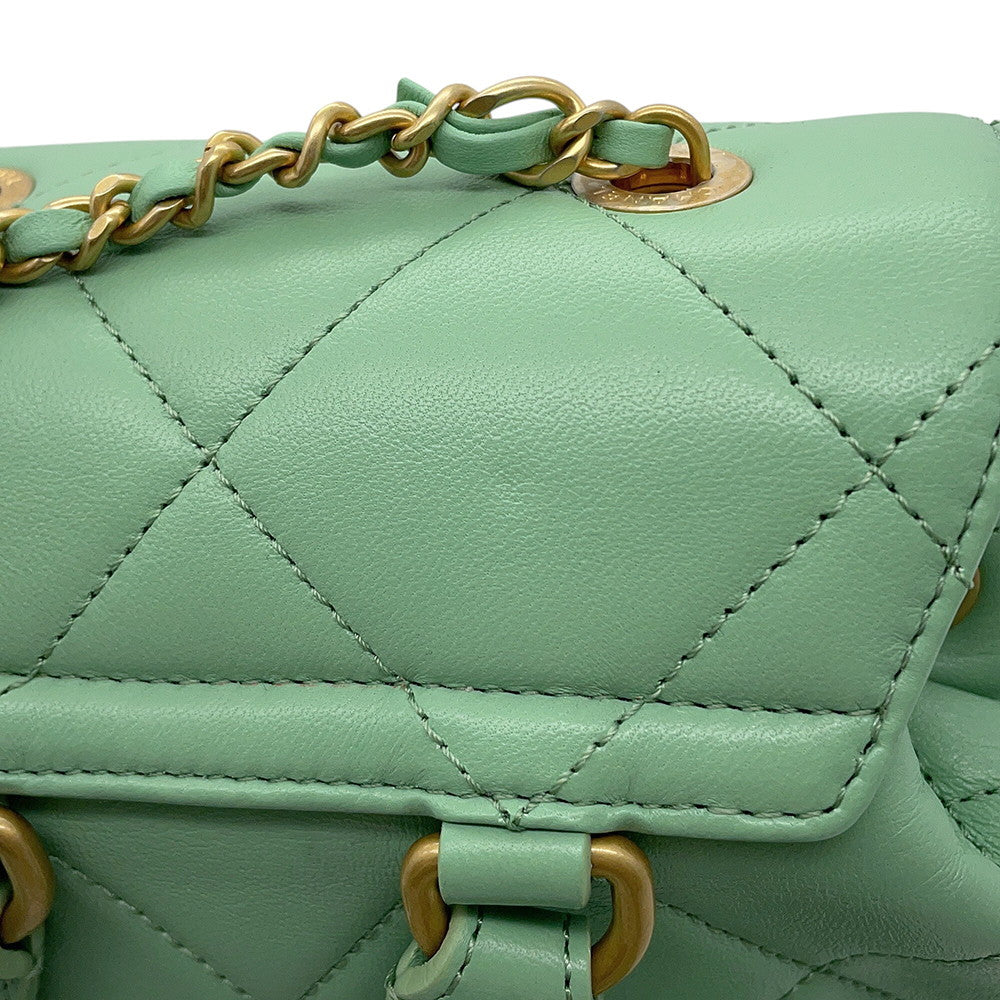 CHANEL Matelasse Backpack Light GreenAS4866 Lambskin