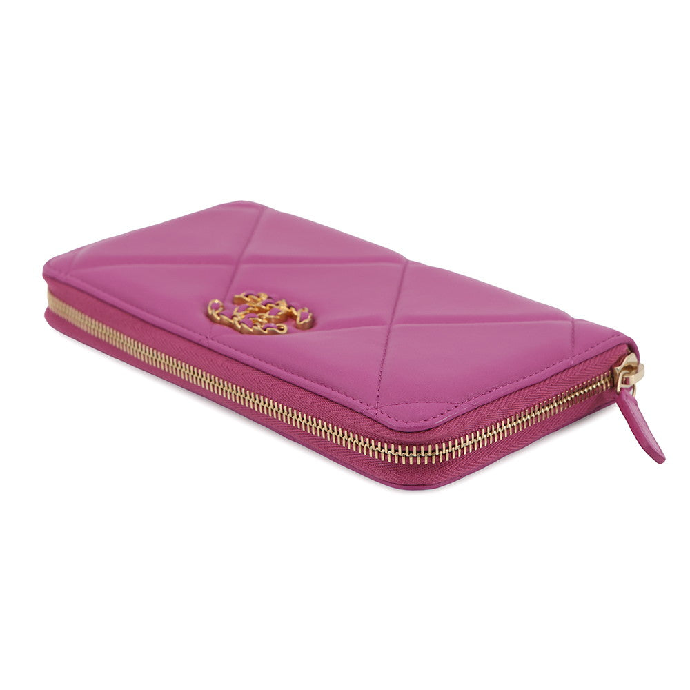CHANEL 19 Small zip wallet PurpleAP0948 Lambskin