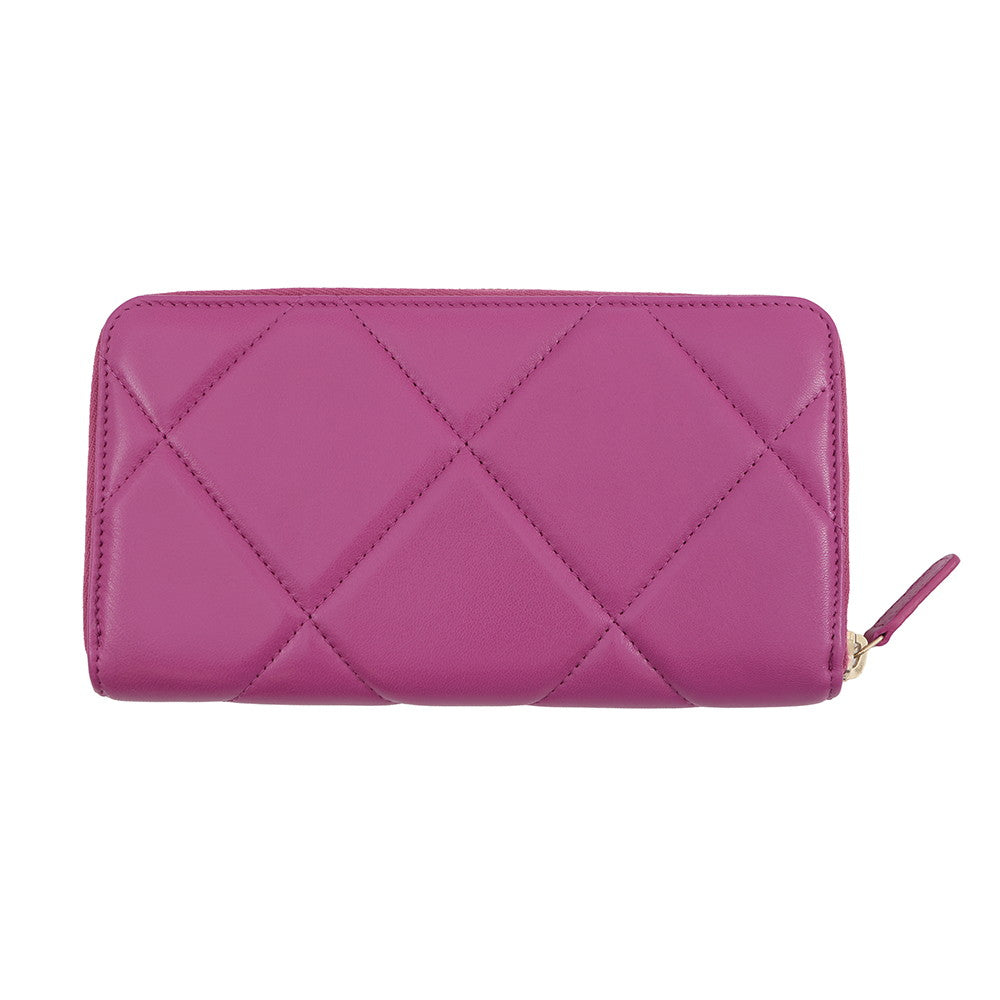 CHANEL 19 Small zip wallet PurpleAP0948 Lambskin