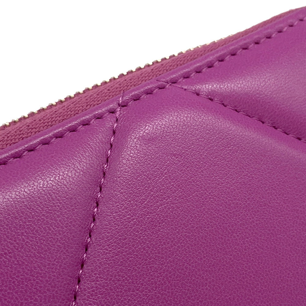 CHANEL 19 Small zip wallet PurpleAP0948 Lambskin