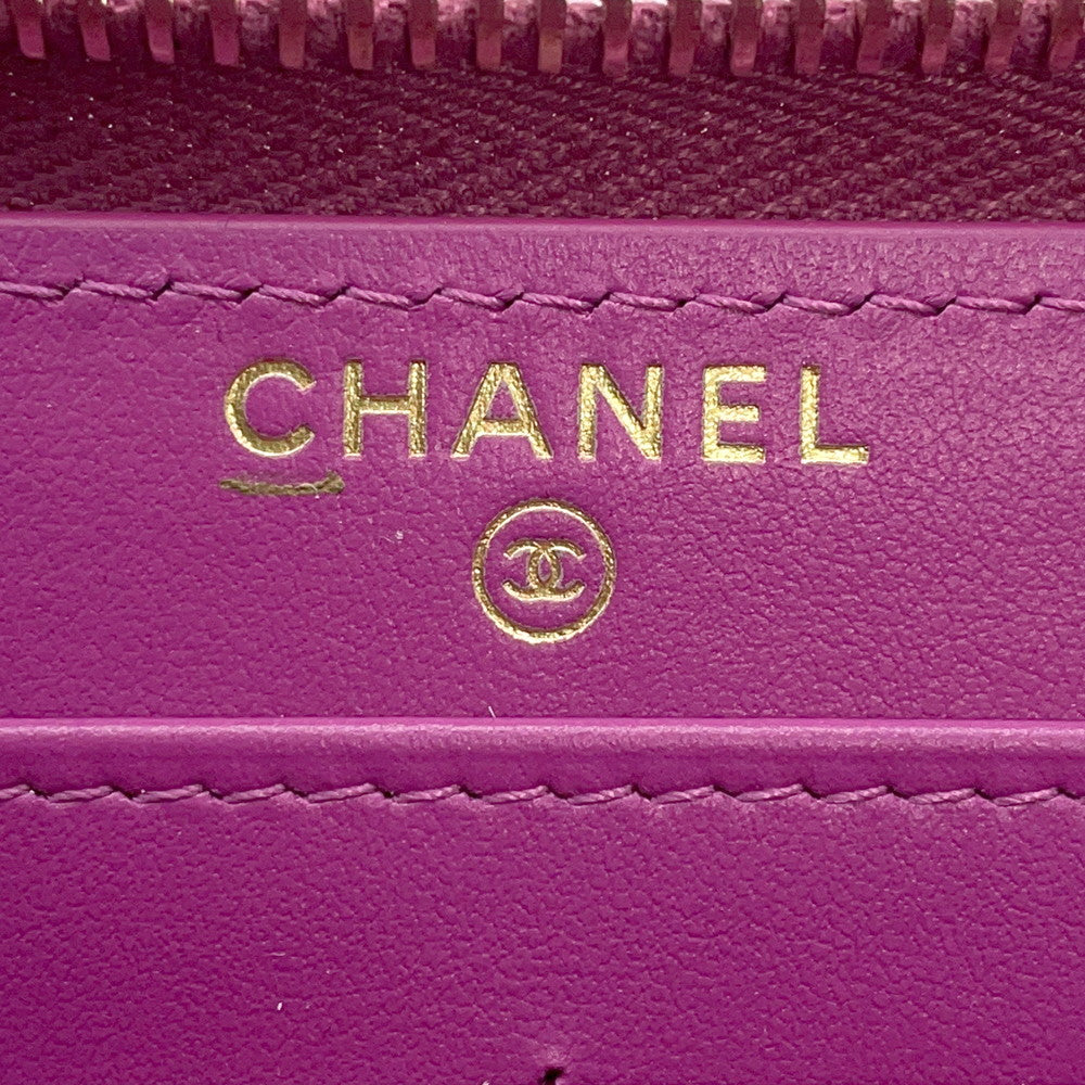 CHANEL 19 Small zip wallet PurpleAP0948 Lambskin