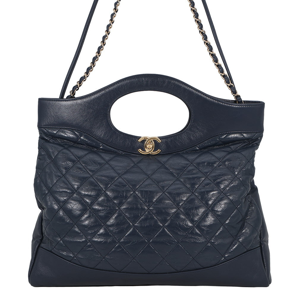 CHANEL CHANEL31 CHANEL31 Shopping Bag NavyAS1010 Aged Calf Leather Size Large