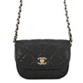 CHANEL Mini Round Flap Messenger Bag BlackAS2465 Grained Calf Leather Size 18