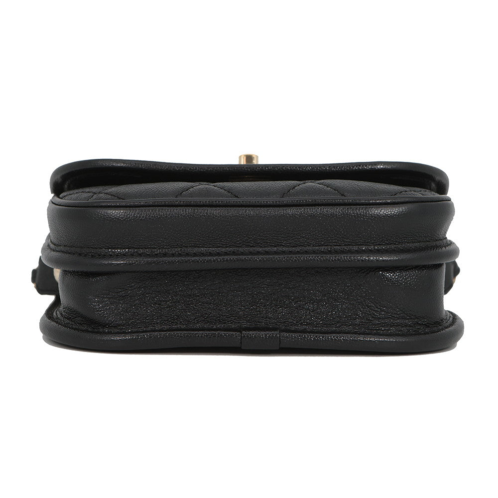 CHANEL Mini Round Flap Messenger Bag BlackAS2465 Grained Calf Leather Size 18
