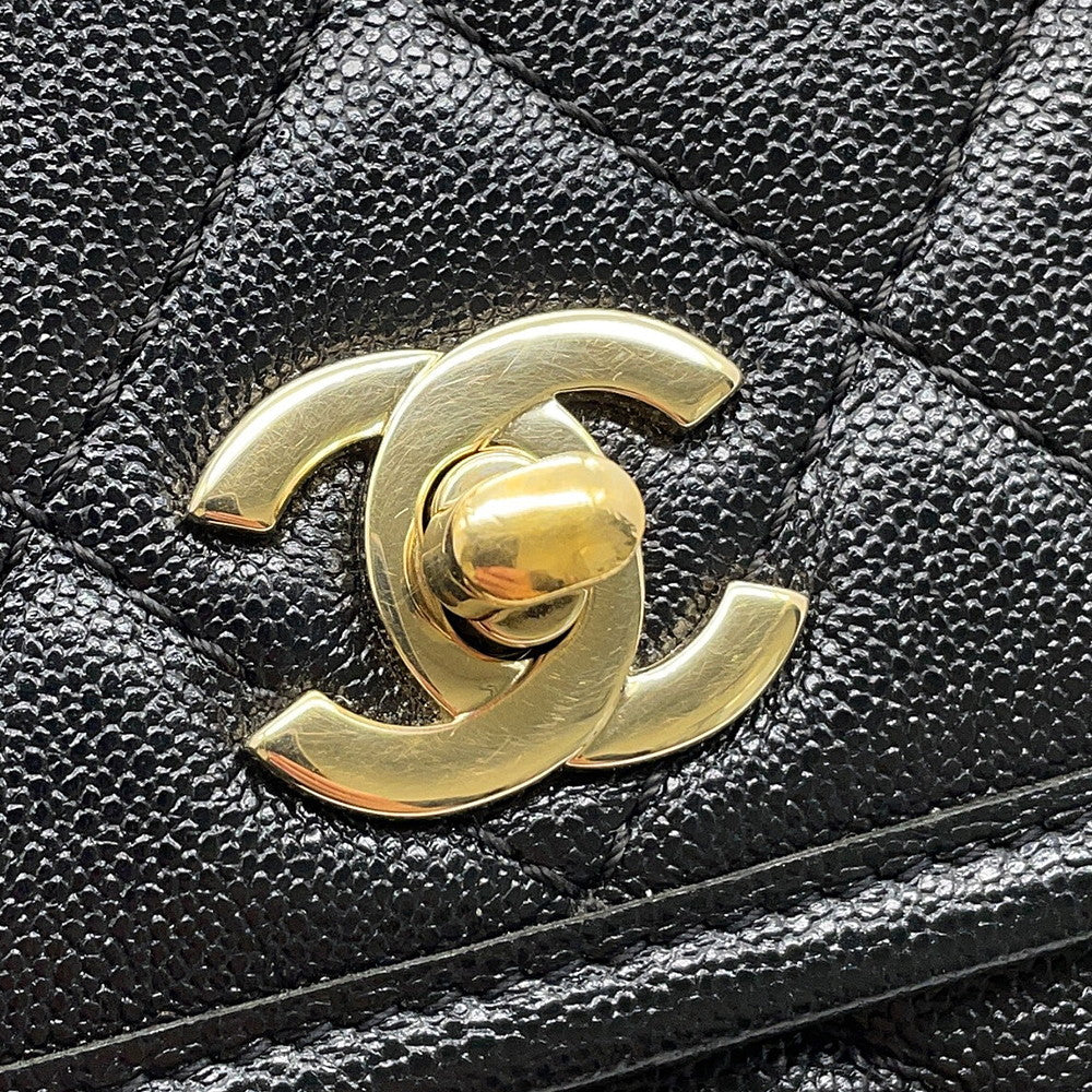CHANEL Mini Round Flap Messenger Bag BlackAS2465 Grained Calf Leather Size 18
