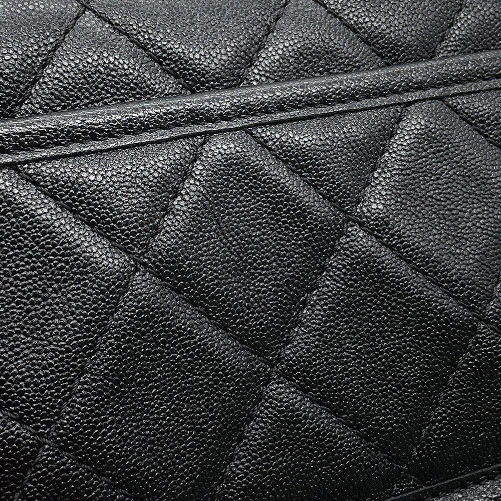 CHANEL Mini Round Flap Messenger Bag BlackAS2465 Grained Calf Leather Size 18
