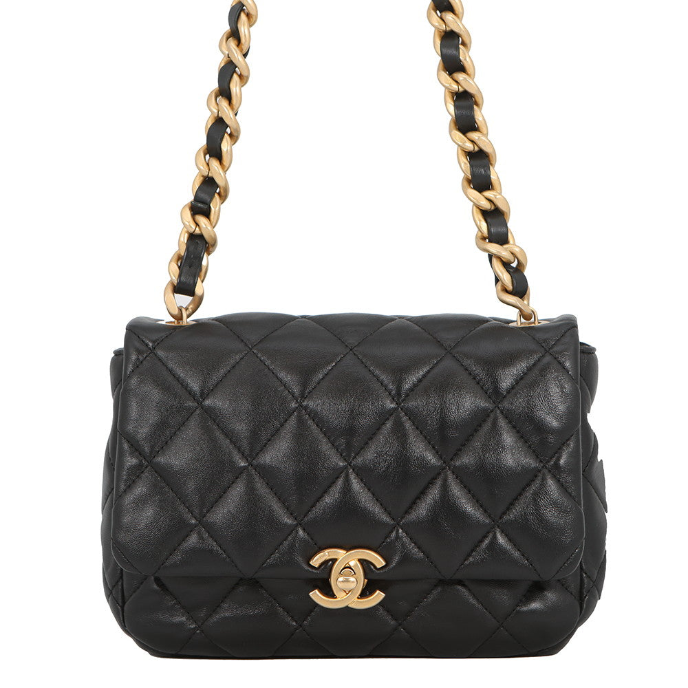 CHANEL Single flap Matelasse Chain Shoulder BlackAS3206 Lambskin Size Small