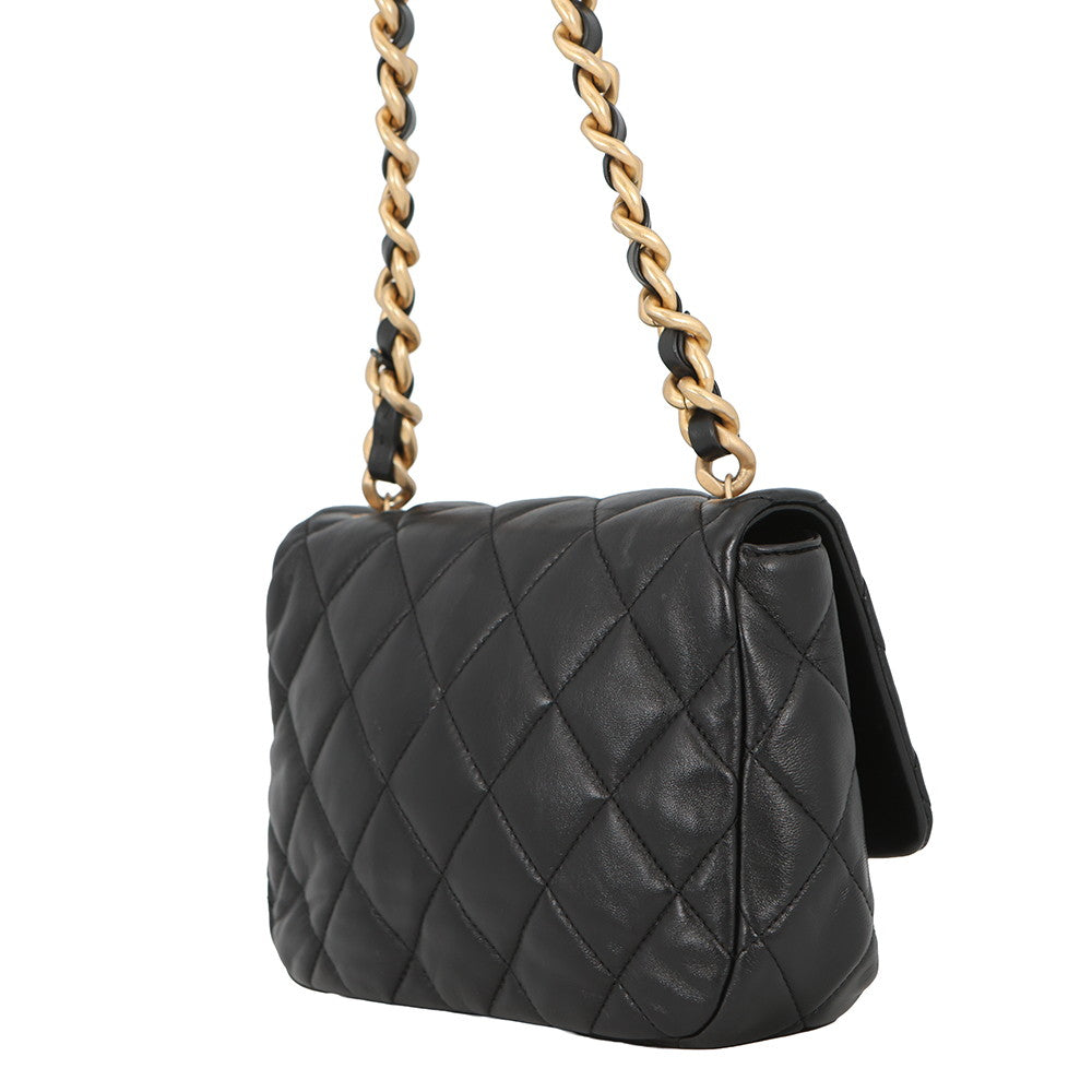 CHANEL Single flap Matelasse Chain Shoulder BlackAS3206 Lambskin Size Small