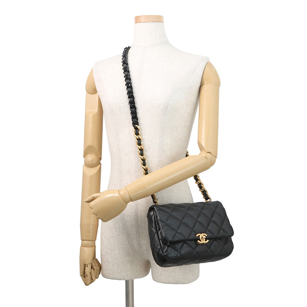 CHANEL Single flap Matelasse Chain Shoulder BlackAS3206 Lambskin Size Small