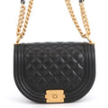 CHANEL Boy Chanel Half Moon Shoulder Bag BlackAS3350 Caviar Leather Size Small