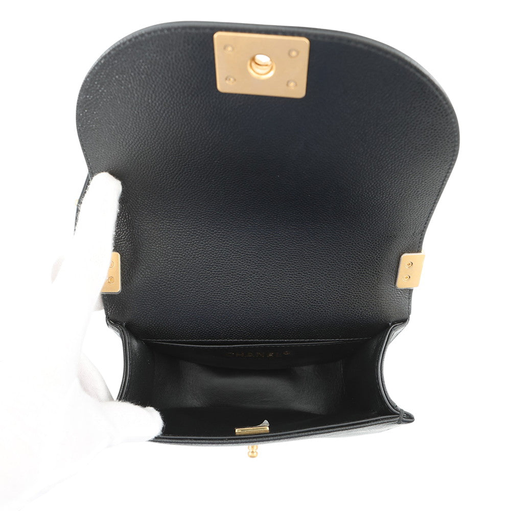 CHANEL Boy Chanel Half Moon Shoulder Bag BlackAS3350 Caviar Leather Size Small