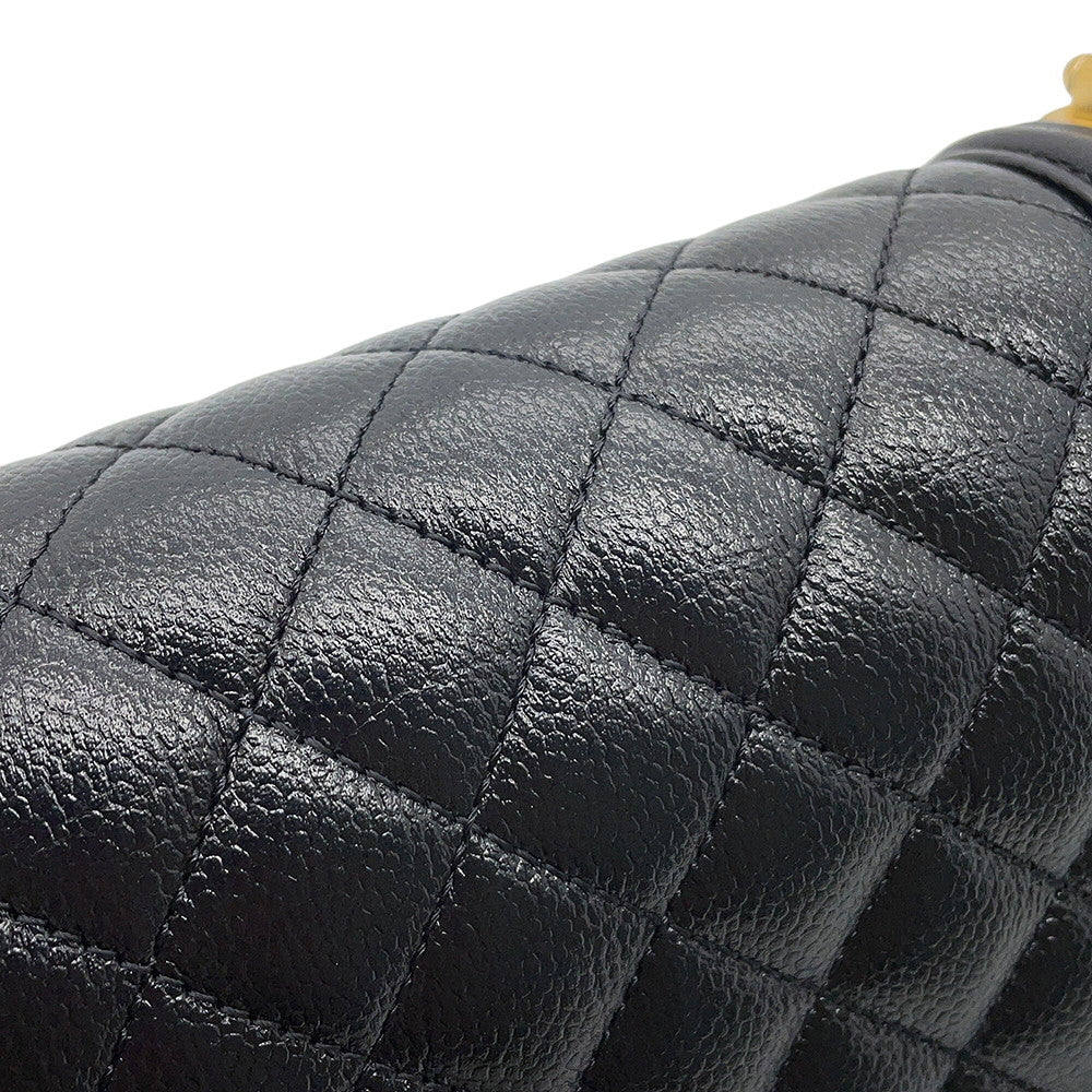 CHANEL Boy Chanel Half Moon Shoulder Bag BlackAS3350 Caviar Leather Size Small