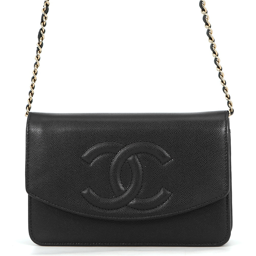 CHANEL CC Logo Chain Wallet BlackAP4653 Caviar Leather