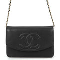 CHANEL CC Logo Chain Wallet BlackAP4653 Caviar Leather