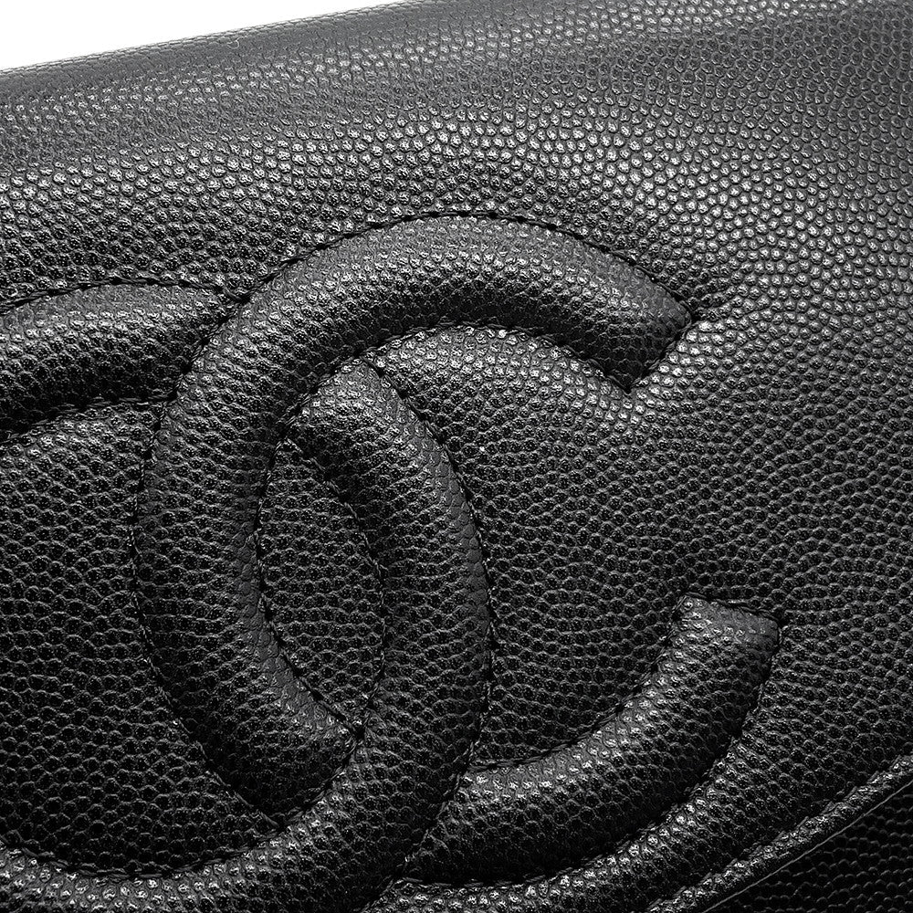 CHANEL CC Logo Chain Wallet BlackAP4653 Caviar Leather