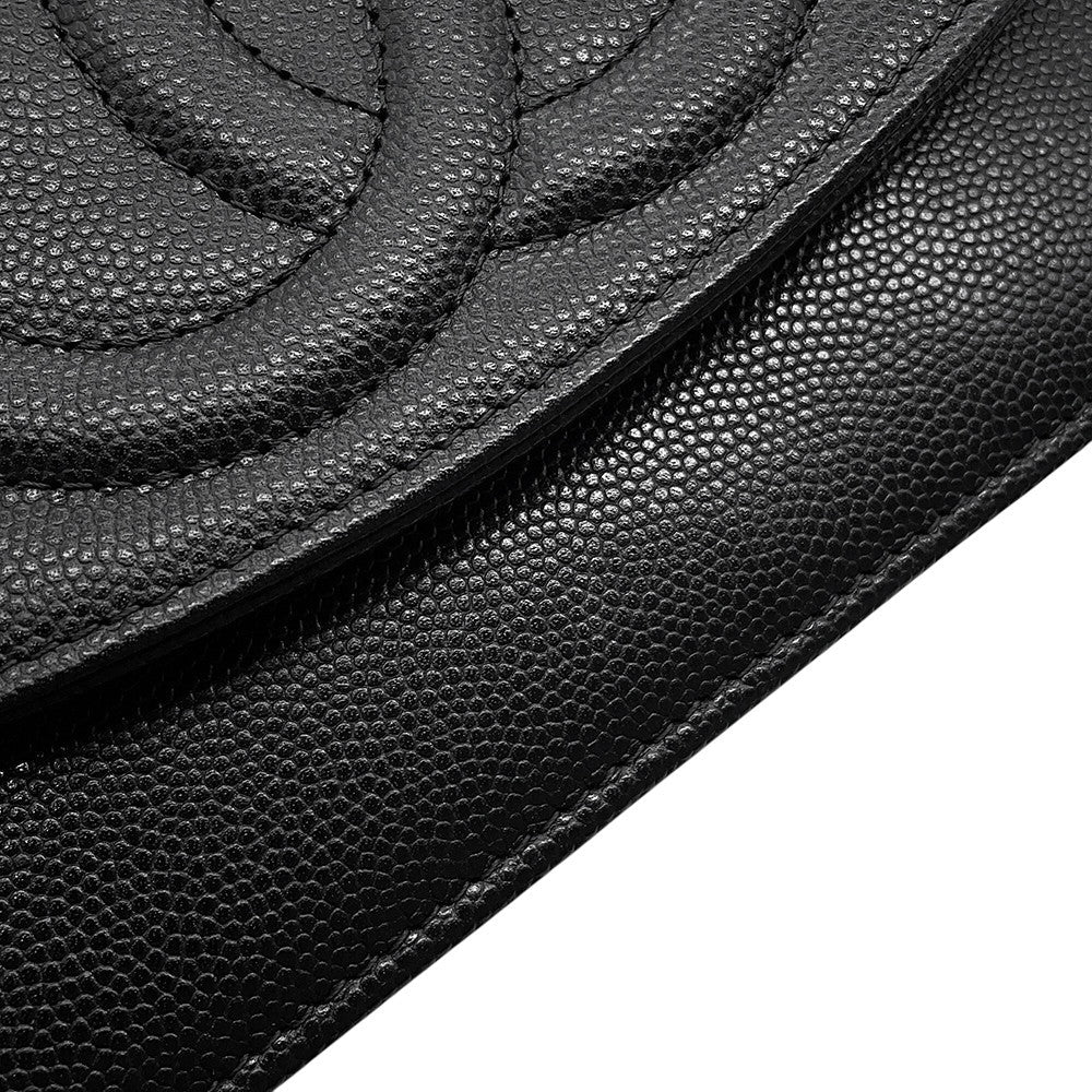 CHANEL CC Logo Chain Wallet BlackAP4653 Caviar Leather
