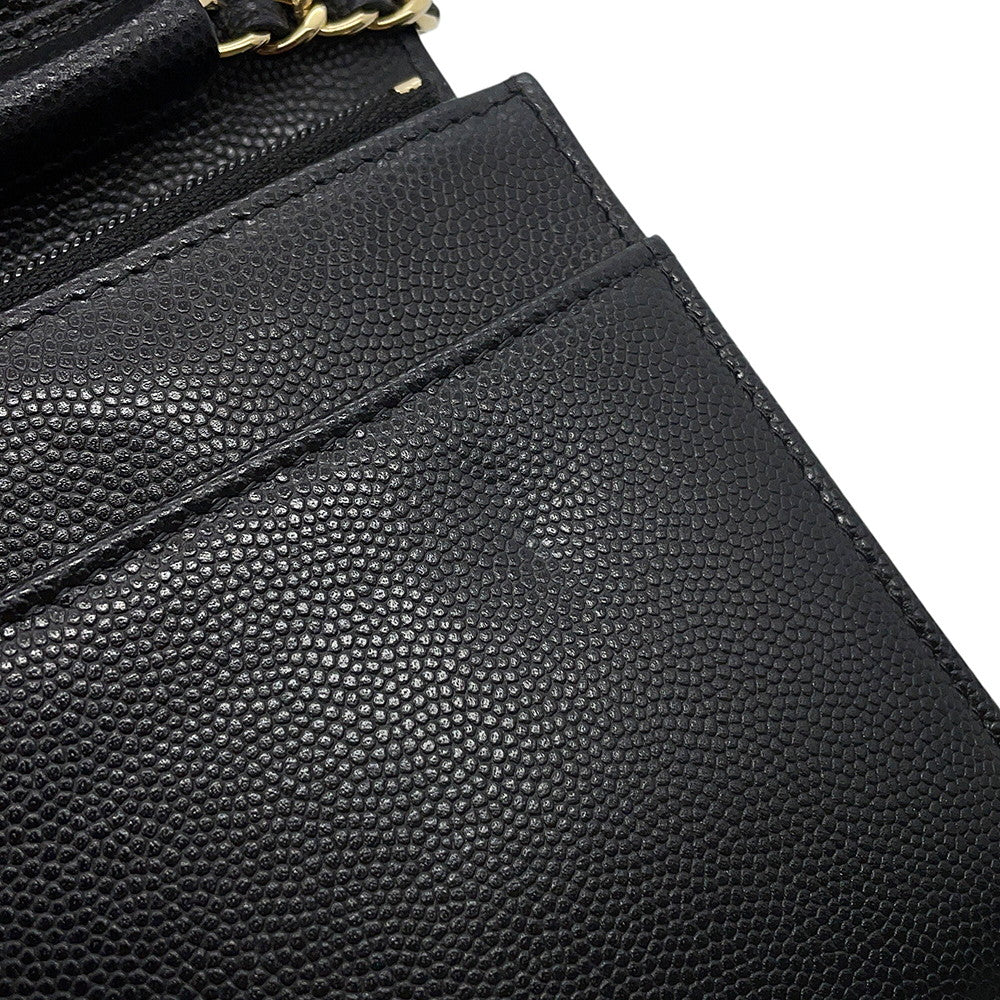 CHANEL CC Logo Chain Wallet BlackAP4653 Caviar Leather