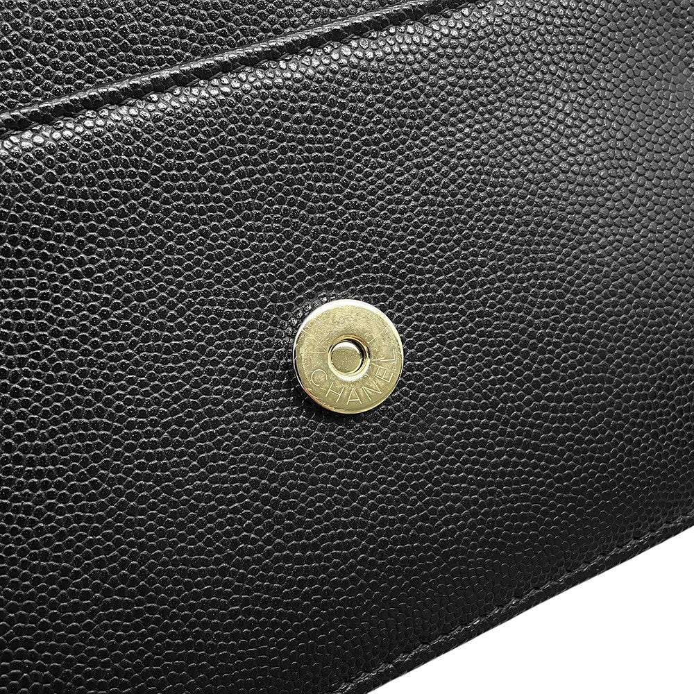 CHANEL CC Logo Chain Wallet BlackAP4653 Caviar Leather