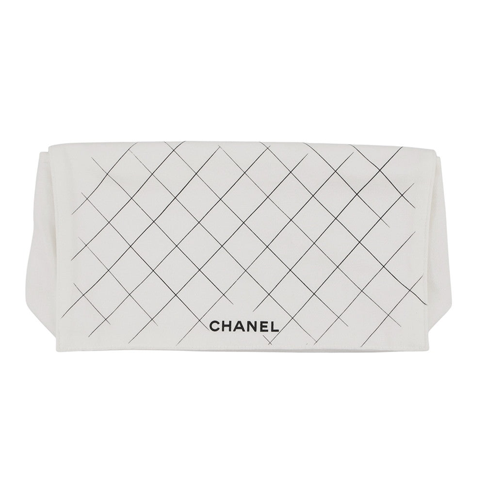 CHANEL Matelasse Double Flap Chain Shoulder Bag WhiteA01112 Caviar Leather Size 25