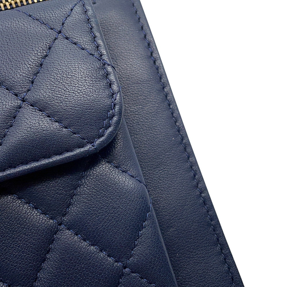 CHANEL Matelasse ChainShoulder Mini Bag Navy Lambskin