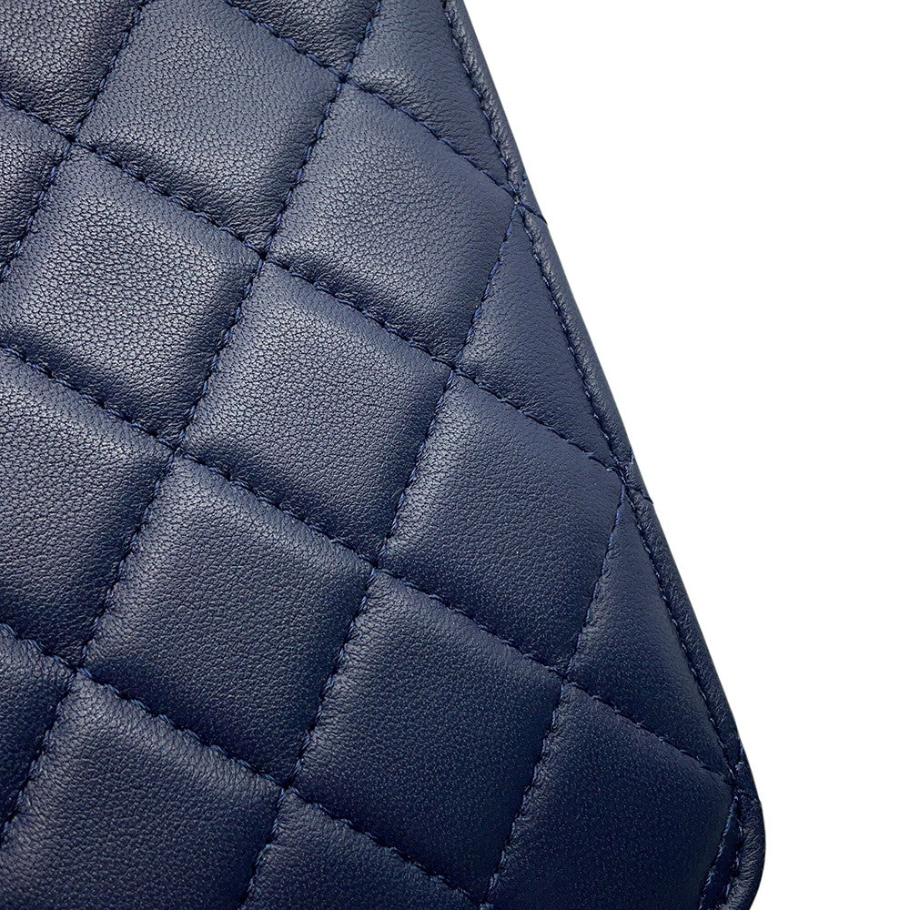 CHANEL Matelasse ChainShoulder Mini Bag Navy Lambskin