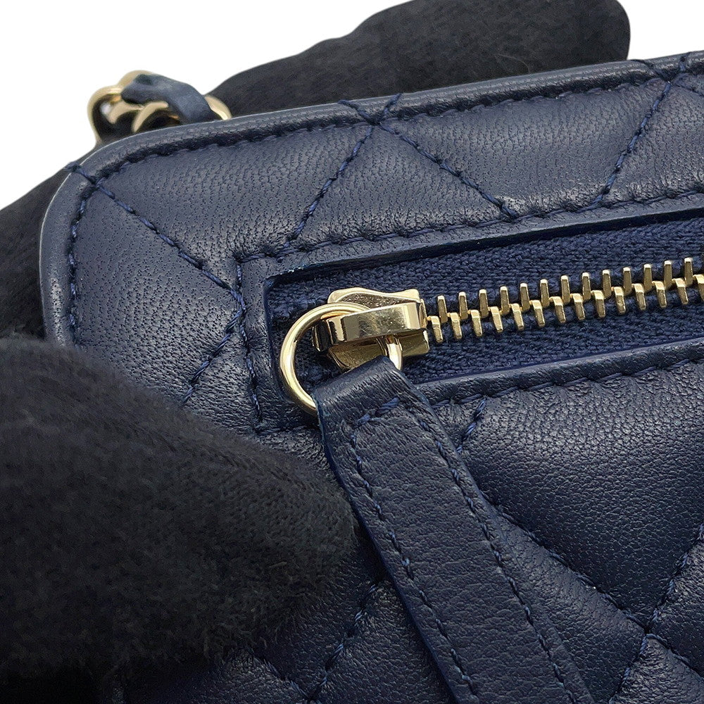 CHANEL Matelasse ChainShoulder Mini Bag Navy Lambskin