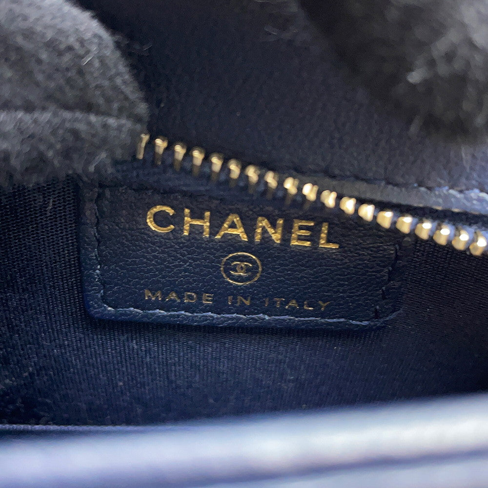 CHANEL Matelasse ChainShoulder Mini Bag Navy Lambskin