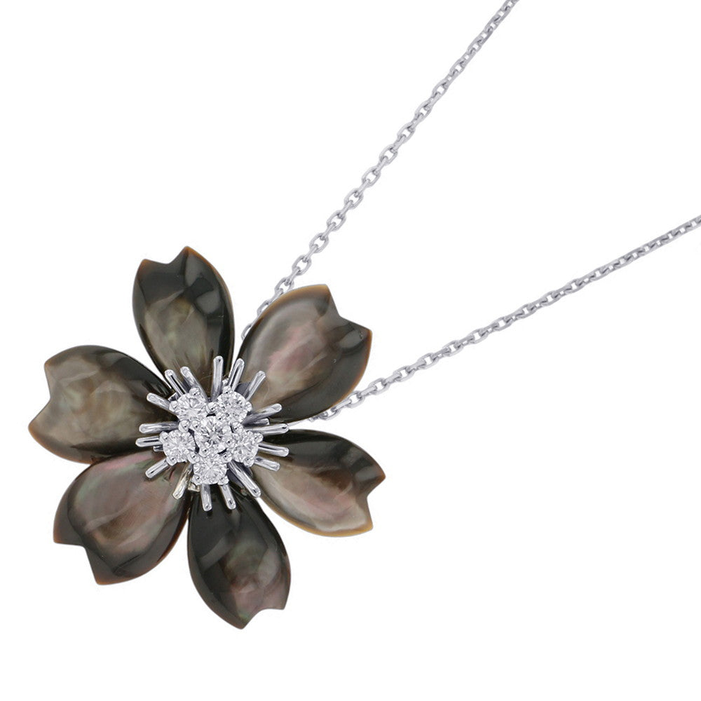 Van Cleef & Arpels Rose de Noël Clip Pendant Size SmallVCARD30400 18K White Gold