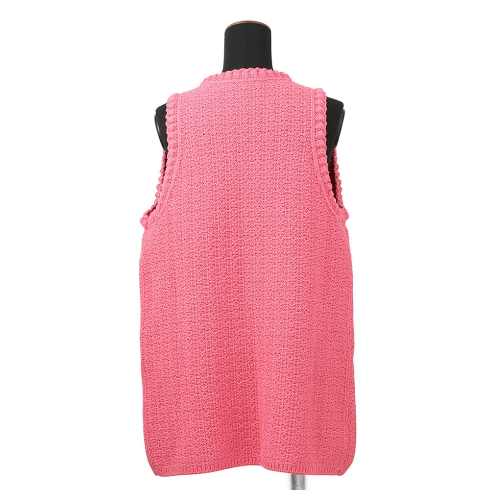 CHANEL COCO Button Vest Size 36 PinkP72795-K10459-NI363 Cotton80% Polyamide20%