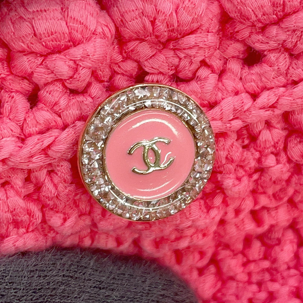 CHANEL COCO Button Vest Size 36 PinkP72795-K10459-NI363 Cotton80% Polyamide20%