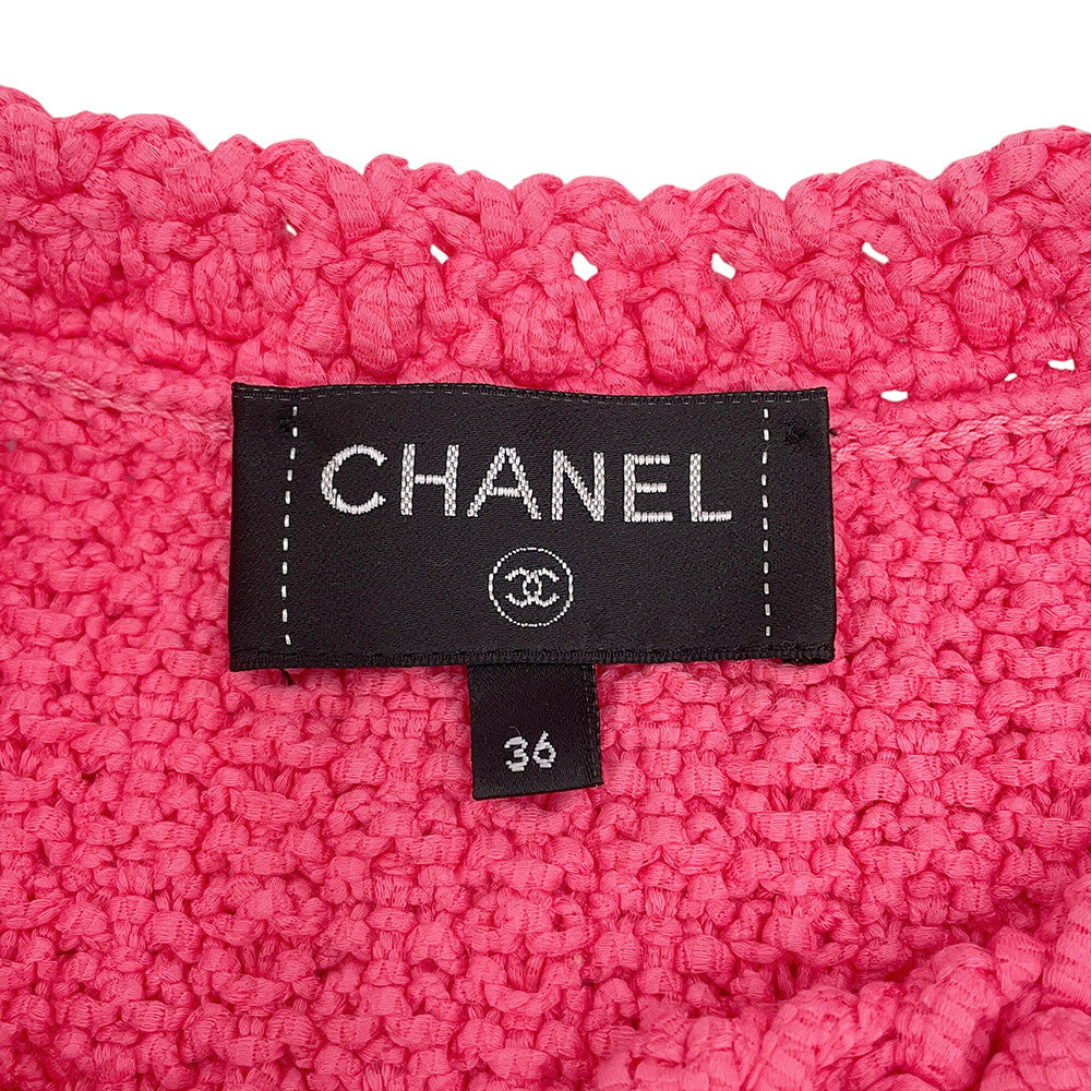 CHANEL COCO Button Vest Size 36 PinkP72795-K10459-NI363 Cotton80% Polyamide20%