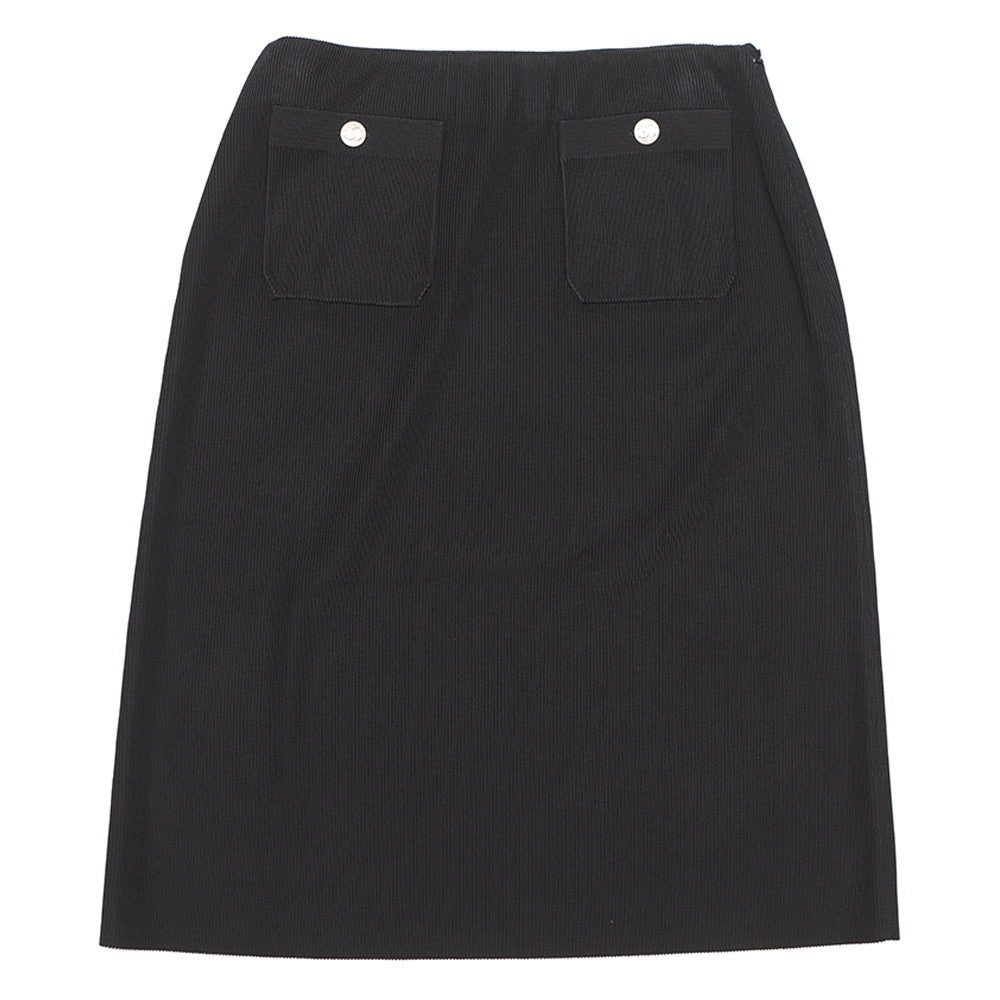CHANEL CC Logo Medium Length Skirt Size 34 Black/WhiteP64748-K60697-N8127 Viscose 94% Polyamide 4% Elastane 2%