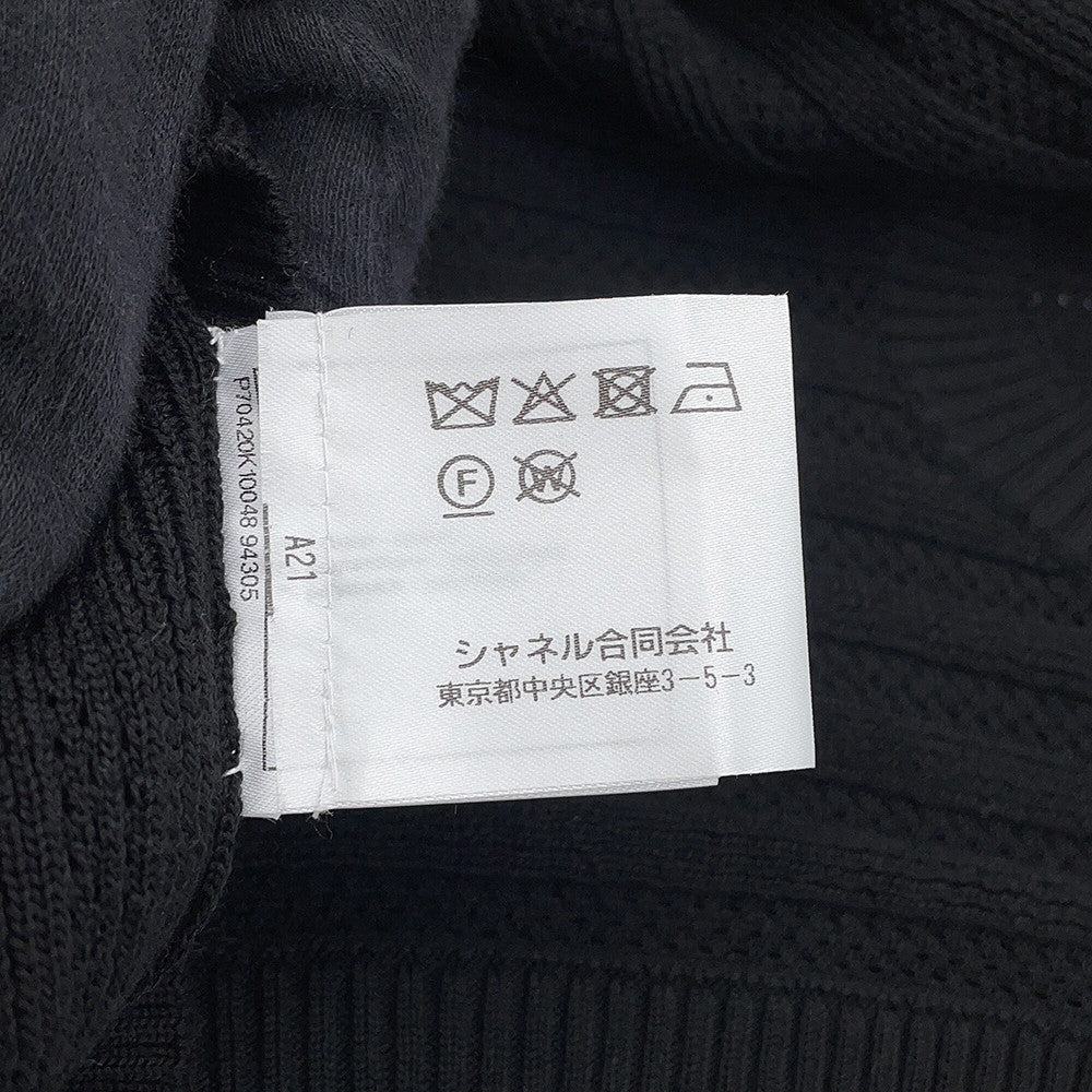 CHANEL CC Logo Button Rib Knit Vest Top Size 38 BlackP70420-K10048-94305 Cotton98% Polyurethane1% Polyamide1%