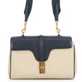 CELINE Teen Soft 16 Shoulder Vanilla/Navy196852 Raffia Calf Leather
