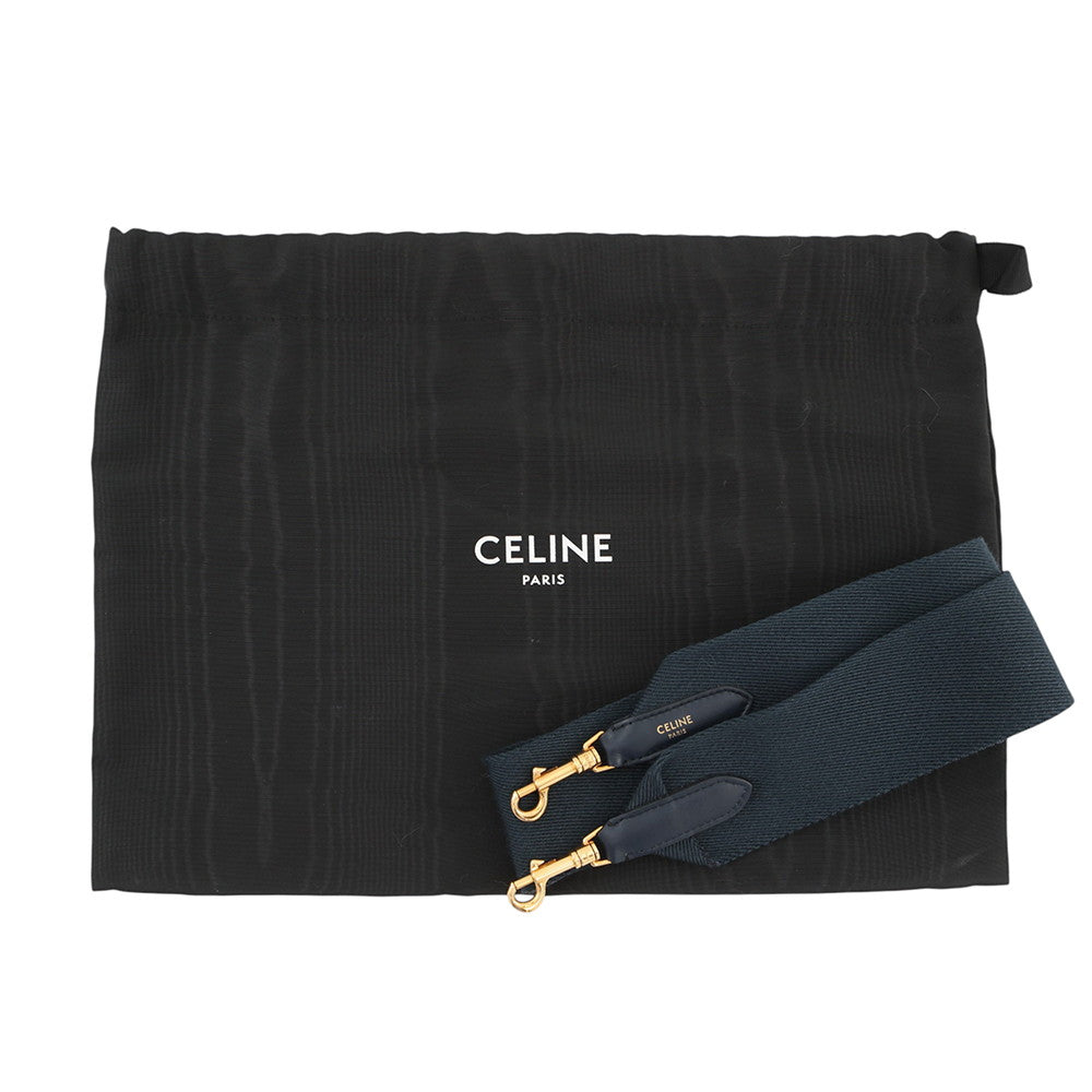 CELINE Teen Soft 16 Shoulder Vanilla/Navy196852 Raffia Calf Leather