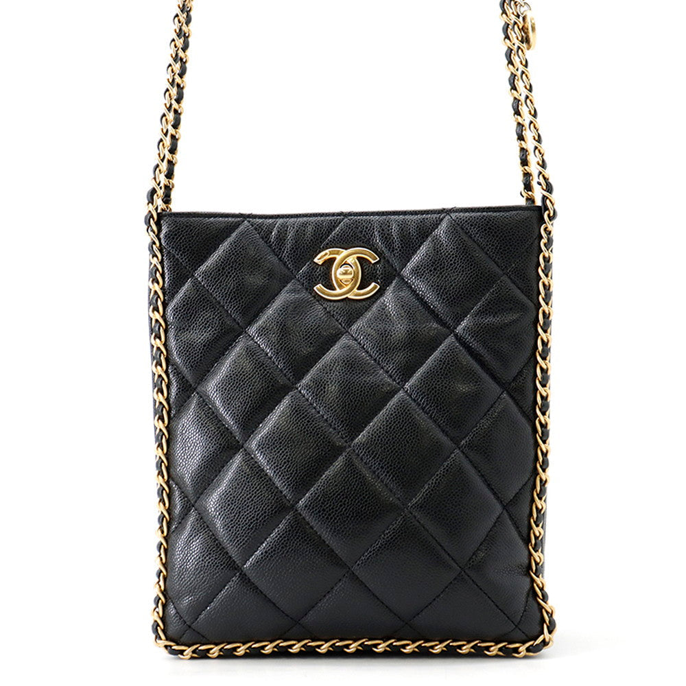 CHANEL Matelasse ChainShoulder Bag BlackAS3470 Caviar Leather