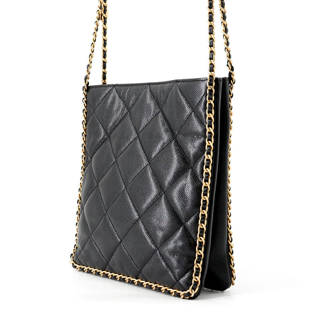 CHANEL Matelasse ChainShoulder Bag BlackAS3470 Caviar Leather