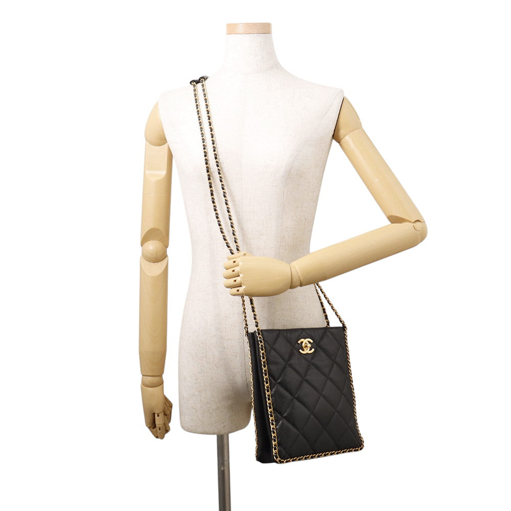 CHANEL Matelasse ChainShoulder Bag BlackAS3470 Caviar Leather
