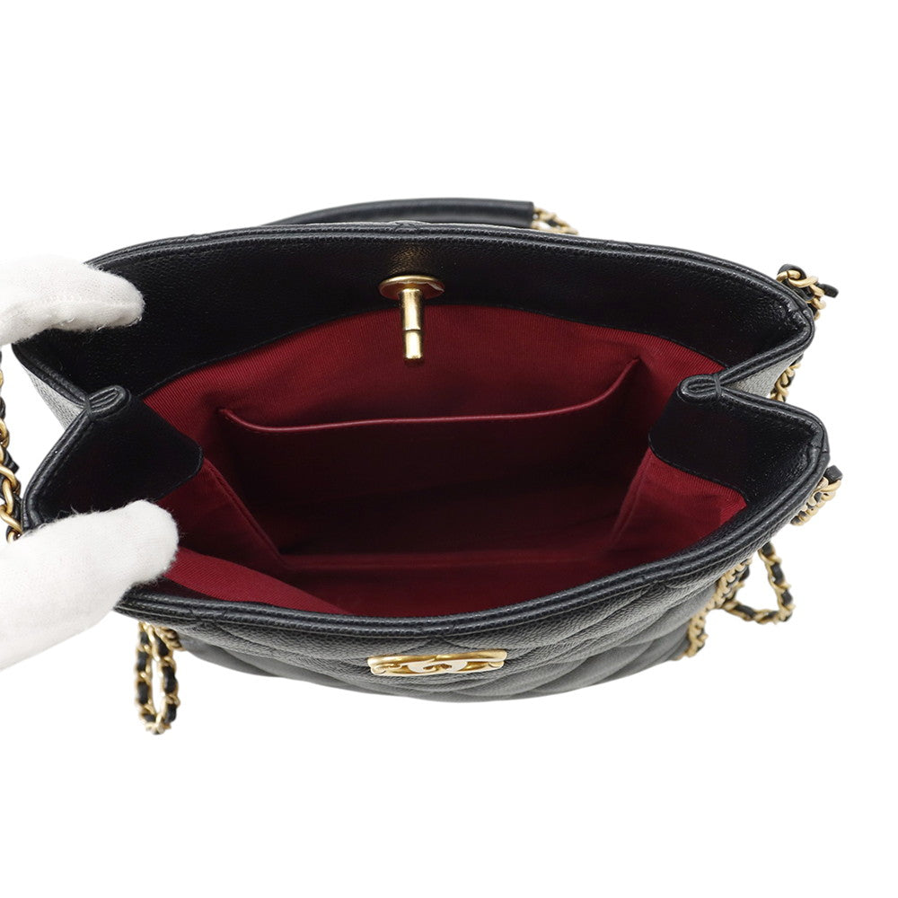 CHANEL Matelasse ChainShoulder Bag BlackAS3470 Caviar Leather