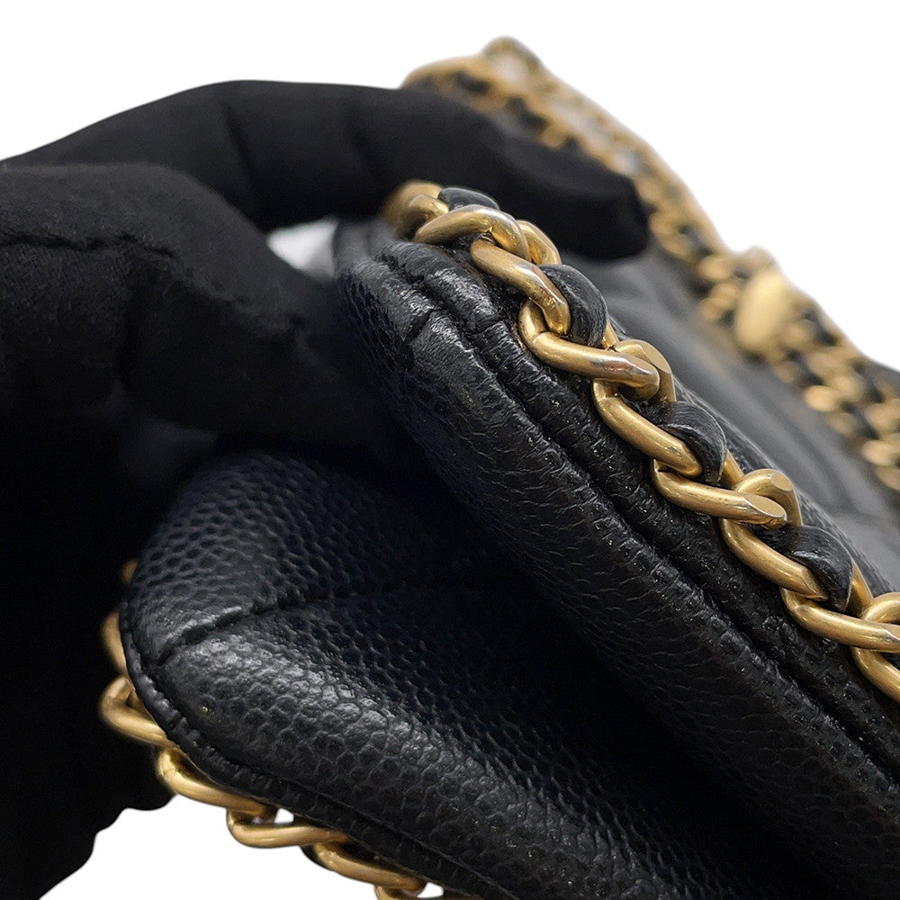 CHANEL Matelasse ChainShoulder Bag BlackAS3470 Caviar Leather