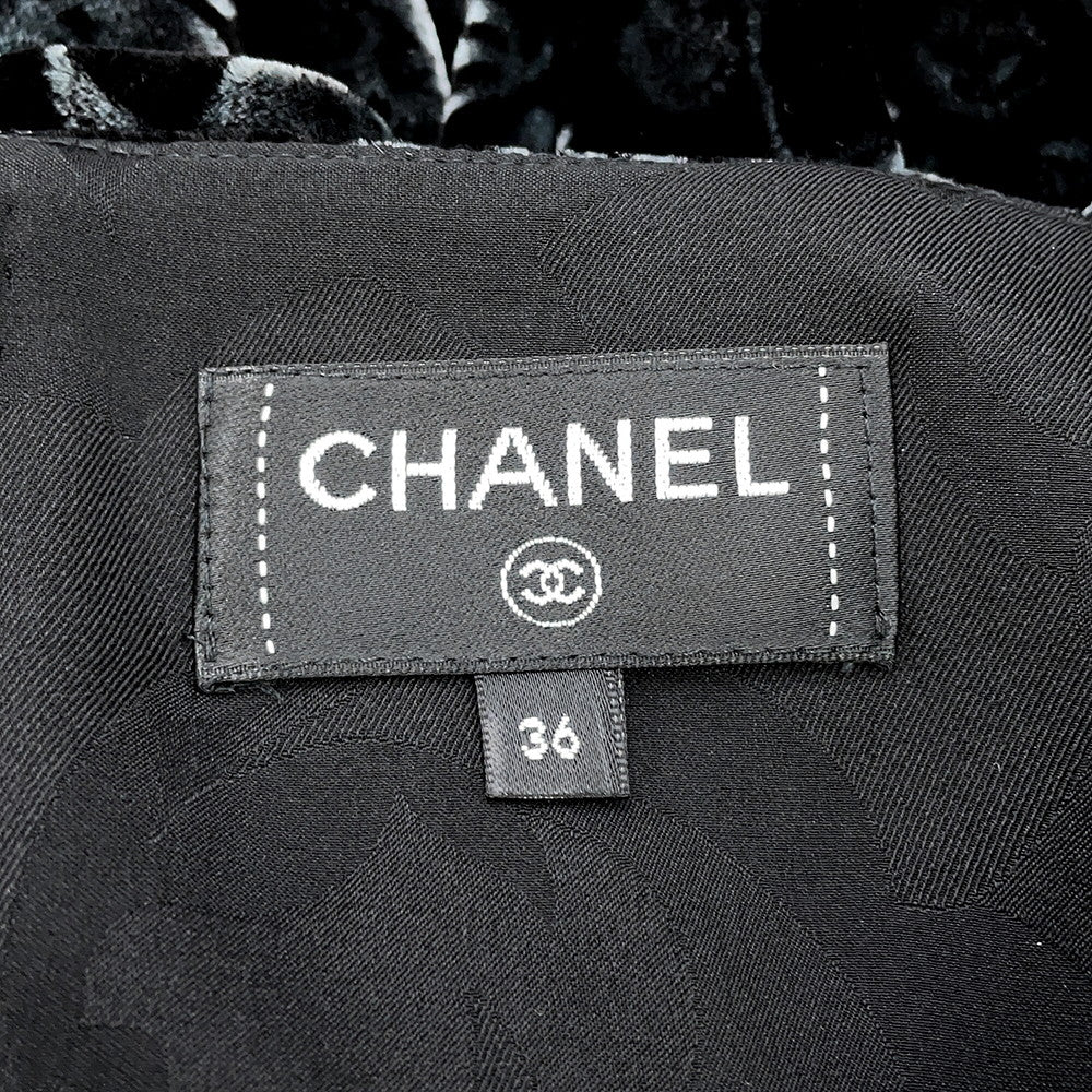 CHANEL CC Logo Velvet Skirt Size 36 BlackP78020-V69975-94305 82% Viscose, 18% Silk