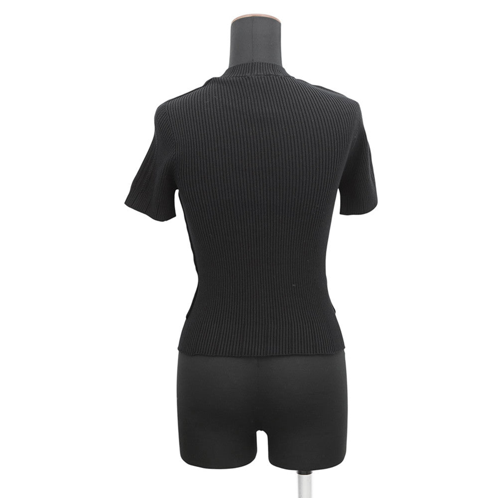 CHANEL CC Logo Short Sleeve Top Size 36 BlackP74721-K10701-94305 Cotton100%