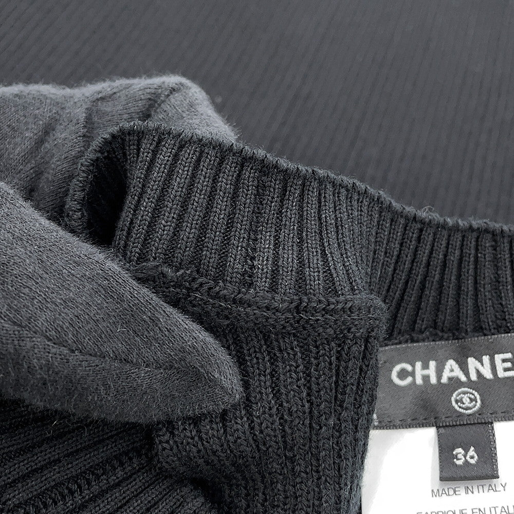 CHANEL CC Logo Short Sleeve Top Size 36 BlackP74721-K10701-94305 Cotton100%