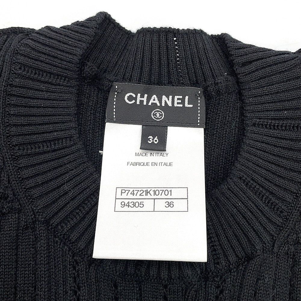 CHANEL CC Logo Short Sleeve Top Size 36 BlackP74721-K10701-94305 Cotton100%