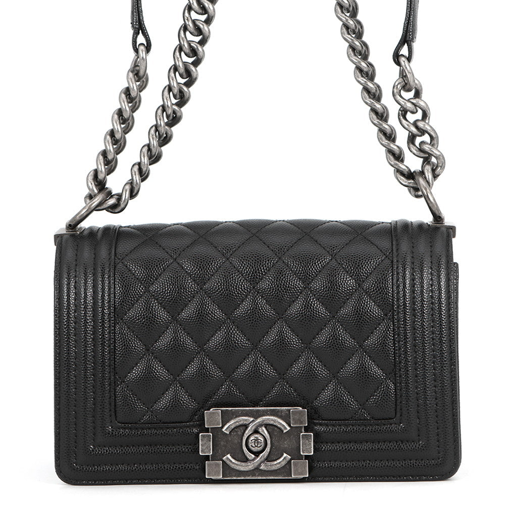 CHANEL Boy Chanel ChainShoulder Bag BlackA67085 Caviar Leather Size 20