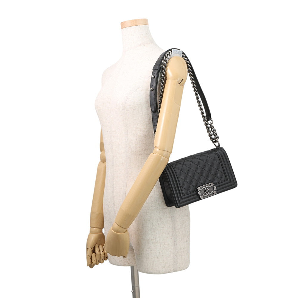 CHANEL Boy Chanel ChainShoulder Bag BlackA67085 Caviar Leather Size 20