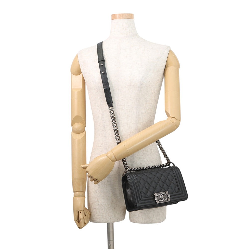 CHANEL Boy Chanel ChainShoulder Bag BlackA67085 Caviar Leather Size 20