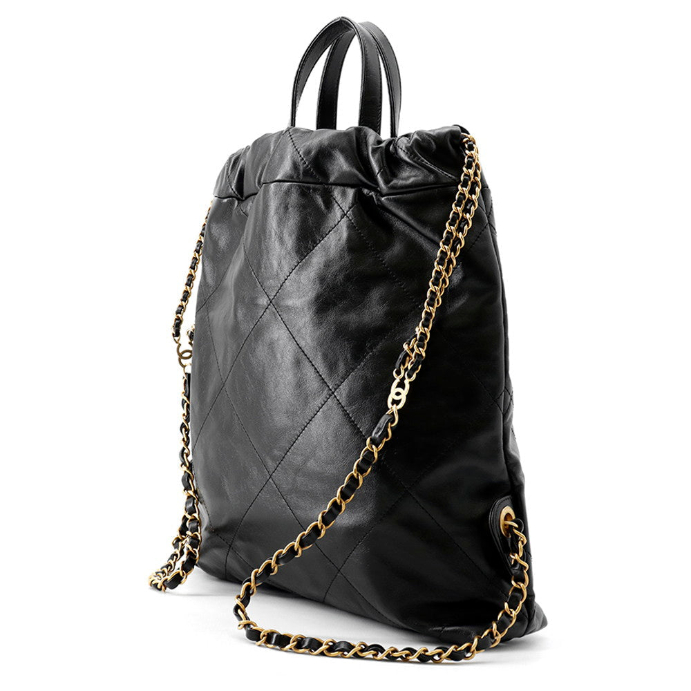 CHANEL CHANEL22 Backpack BlackAS3859 Shiny Calf Leather Size Small