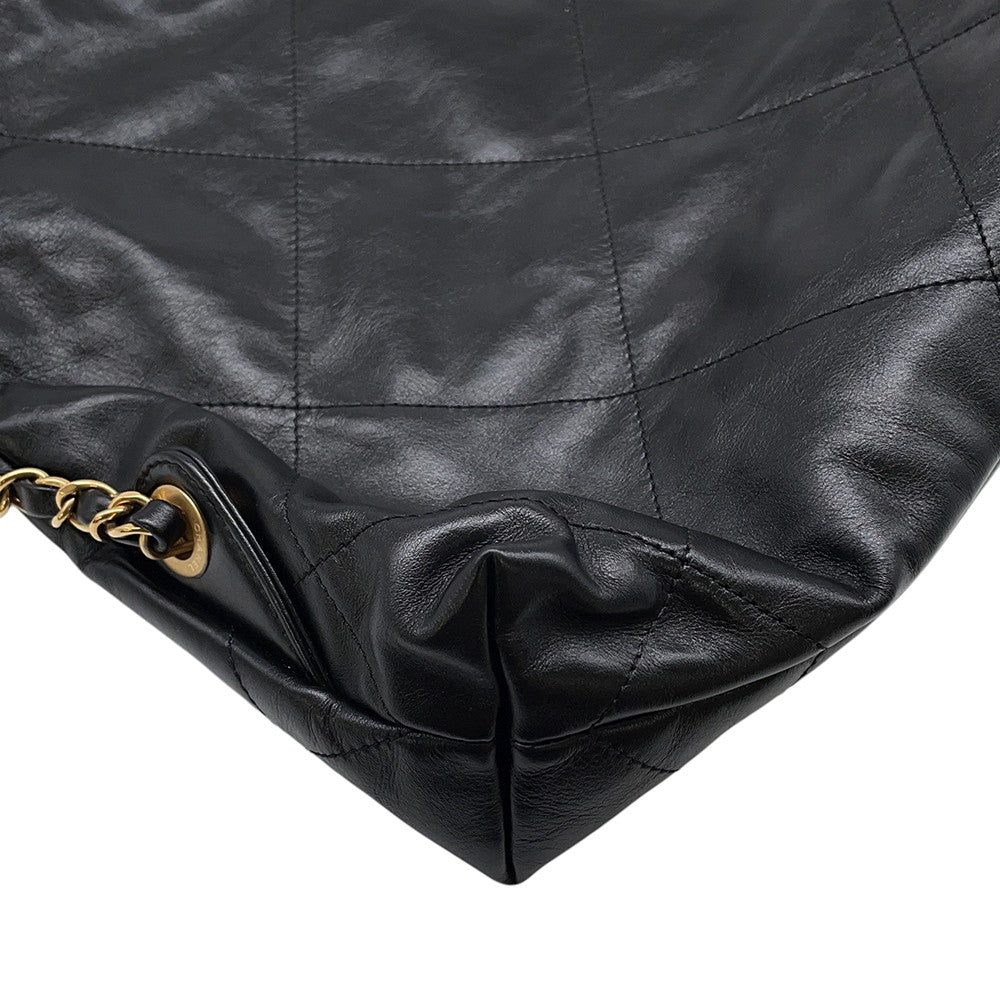 CHANEL CHANEL22 Backpack BlackAS3859 Shiny Calf Leather Size Small