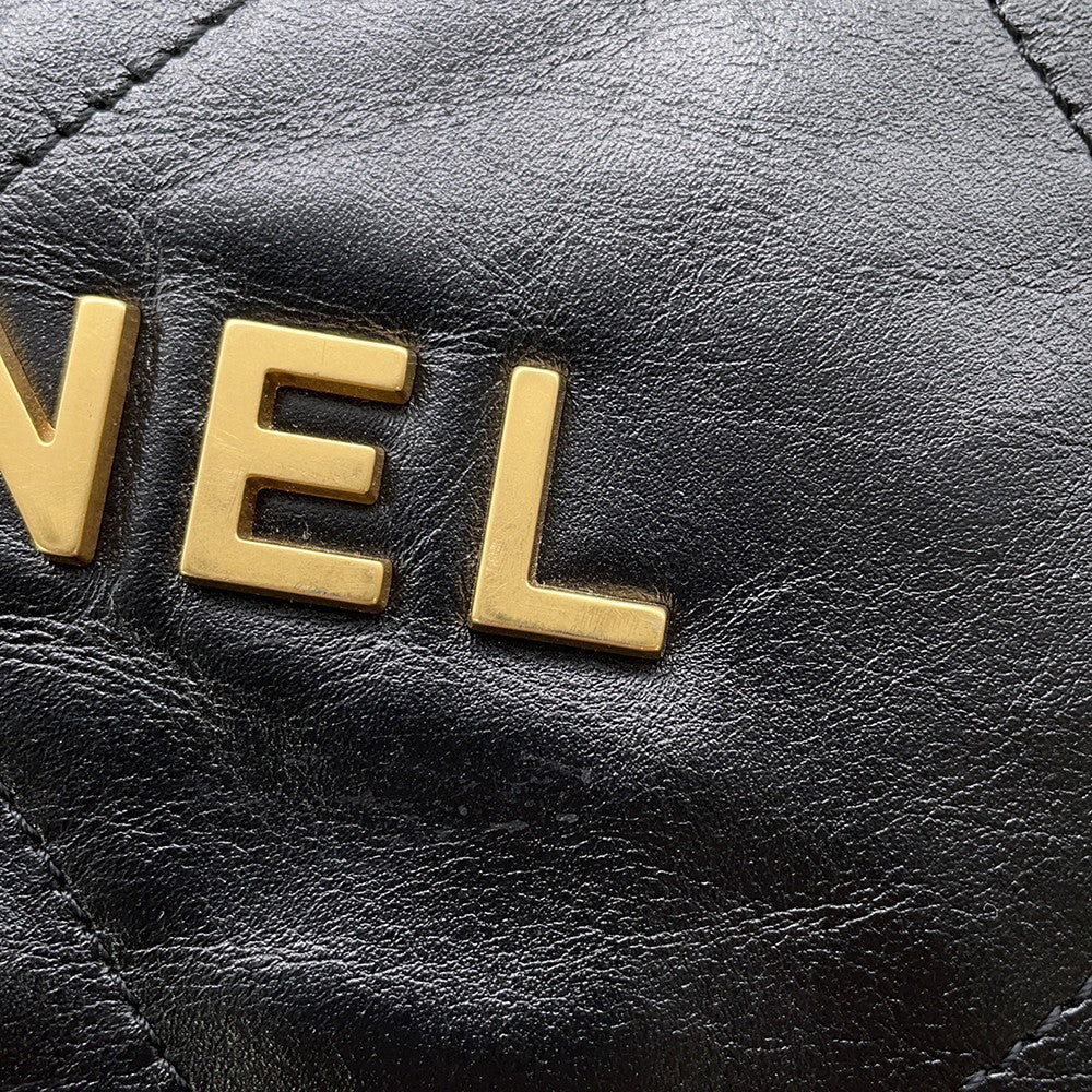 CHANEL CHANEL22 Backpack BlackAS3859 Shiny Calf Leather Size Small